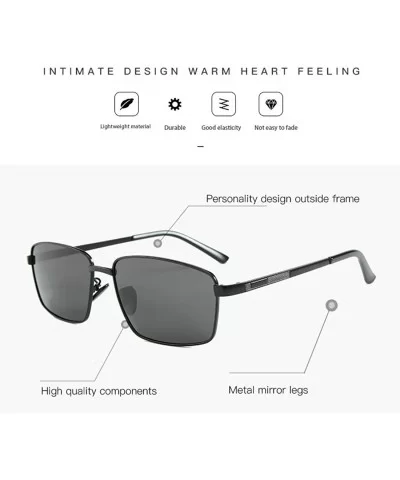 Explosive Men's Polarized Sunglasses Fashion Driving Sunglasses - Light Black C2 - CH1904YOGGM $10.27 Round