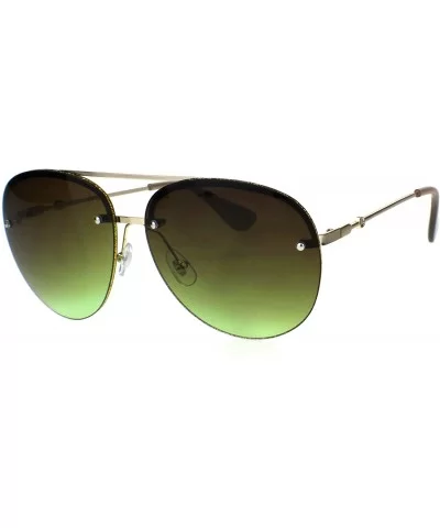 Womens Glitter Edge Trim Luxury Designer Rimless Pilots Sunglasses - Gold Brown Green - C318Q79IKYC $9.69 Rimless