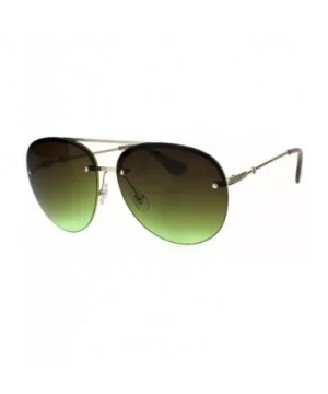 Womens Glitter Edge Trim Luxury Designer Rimless Pilots Sunglasses - Gold Brown Green - C318Q79IKYC $9.69 Rimless