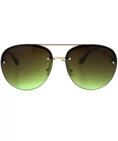 Womens Glitter Edge Trim Luxury Designer Rimless Pilots Sunglasses - Gold Brown Green - C318Q79IKYC $9.69 Rimless