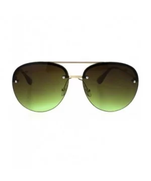 Womens Glitter Edge Trim Luxury Designer Rimless Pilots Sunglasses - Gold Brown Green - C318Q79IKYC $9.69 Rimless