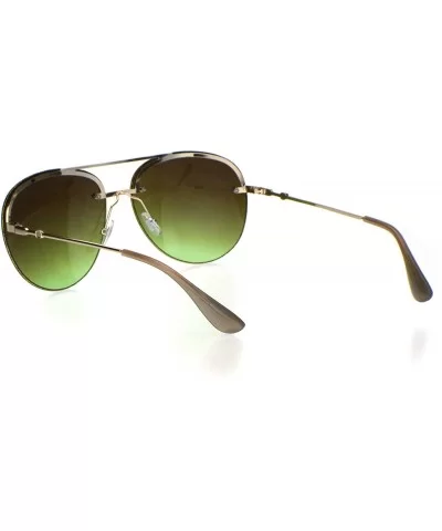 Womens Glitter Edge Trim Luxury Designer Rimless Pilots Sunglasses - Gold Brown Green - C318Q79IKYC $9.69 Rimless