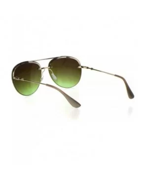 Womens Glitter Edge Trim Luxury Designer Rimless Pilots Sunglasses - Gold Brown Green - C318Q79IKYC $9.69 Rimless