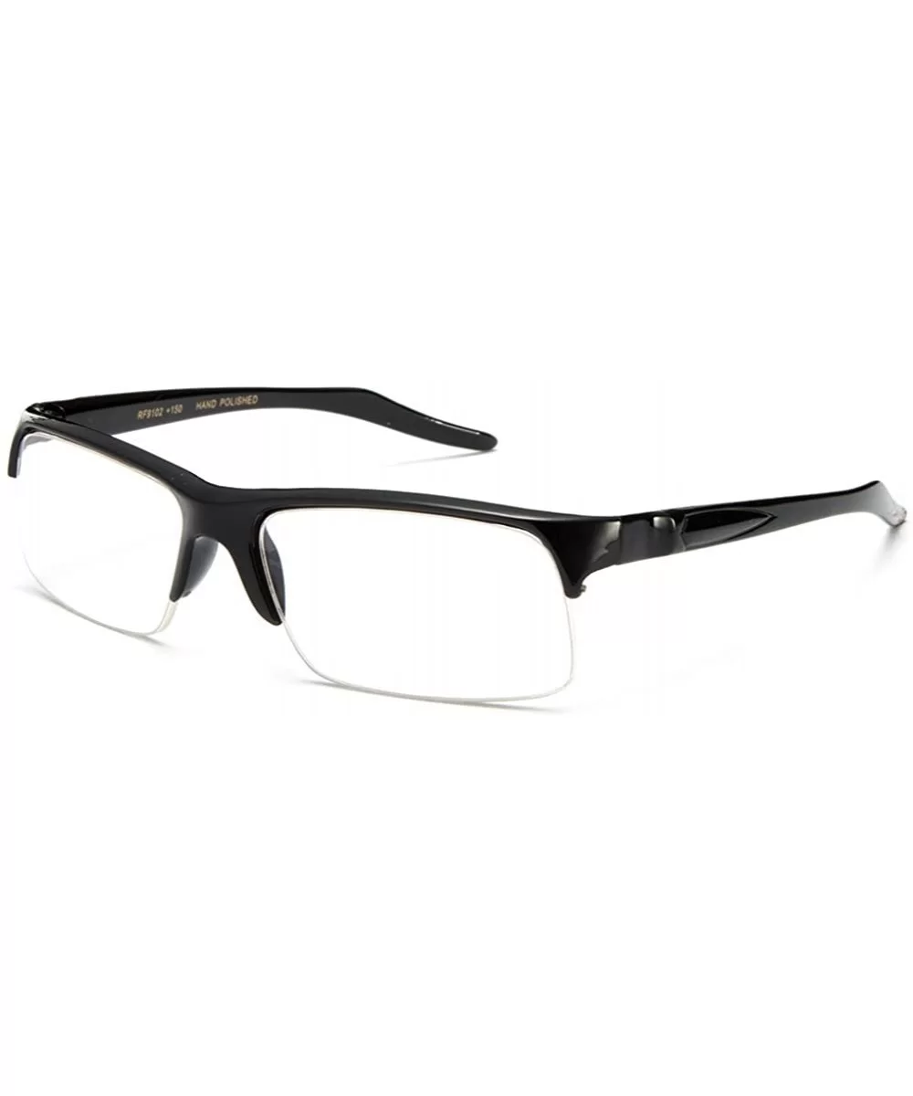 Newbee Fashion-"Rivera" Half Frame Spring Temple Reading Glasses - Black - CY127DQ4NW1 $7.89 Oversized