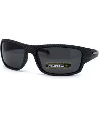 Polarized Carbon Fiber Print 90s Rectangle Warp Sport Sunglasses - Grey Accent - CI197EDTZTK $12.05 Sport