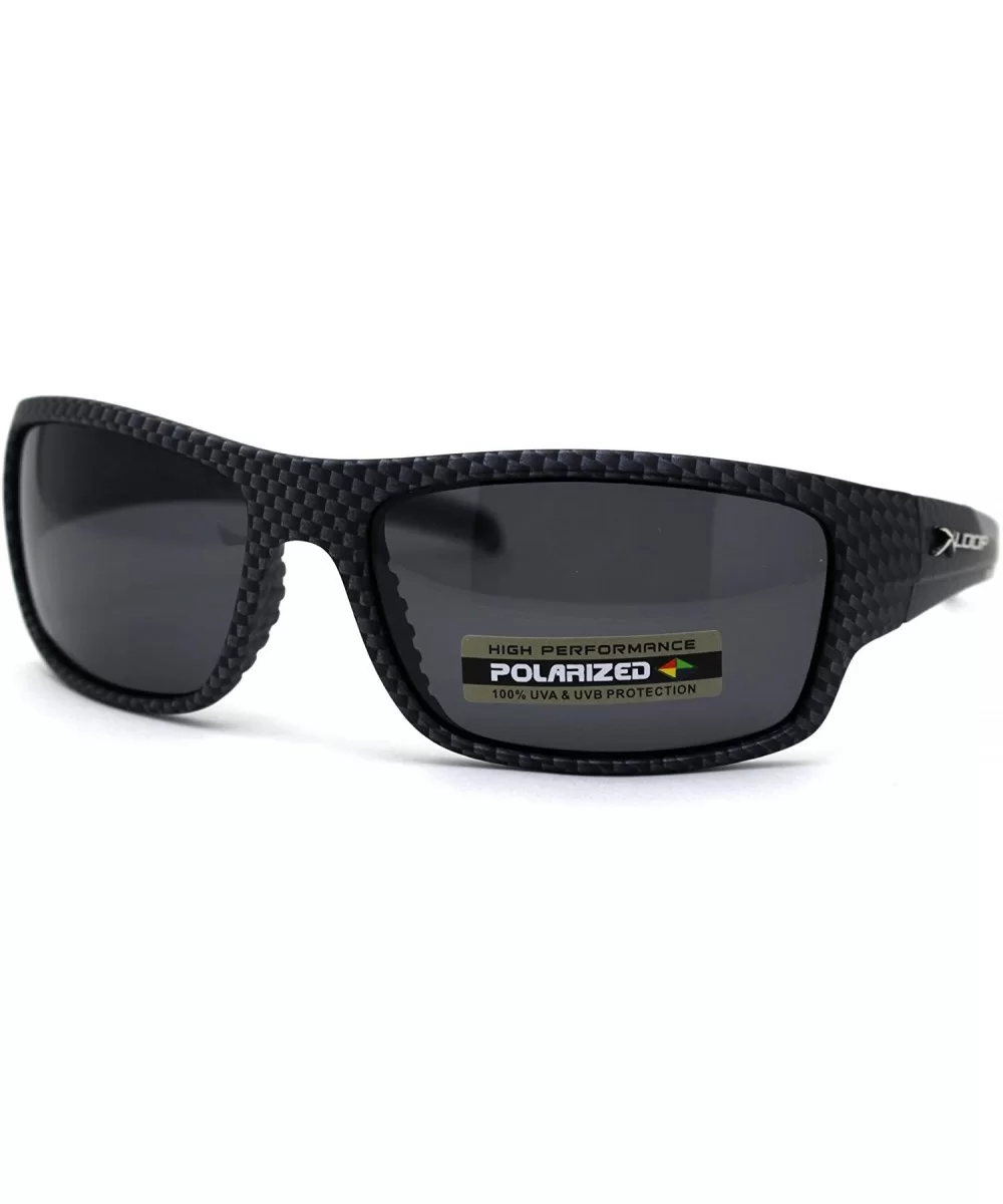 Polarized Carbon Fiber Print 90s Rectangle Warp Sport Sunglasses - Grey Accent - CI197EDTZTK $12.05 Sport