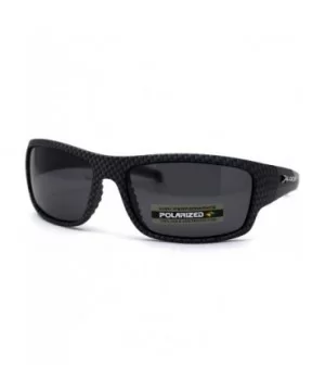 Polarized Carbon Fiber Print 90s Rectangle Warp Sport Sunglasses - Grey Accent - CI197EDTZTK $12.05 Sport