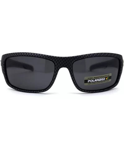 Polarized Carbon Fiber Print 90s Rectangle Warp Sport Sunglasses - Grey Accent - CI197EDTZTK $12.05 Sport