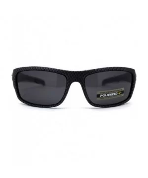 Polarized Carbon Fiber Print 90s Rectangle Warp Sport Sunglasses - Grey Accent - CI197EDTZTK $12.05 Sport