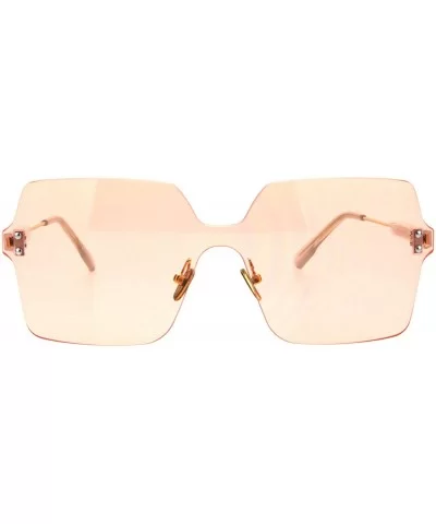 Womens Futuristic Rectangular Shield Rimless Sunglasses - Light Pink - C718QI4RA2D $9.53 Oversized