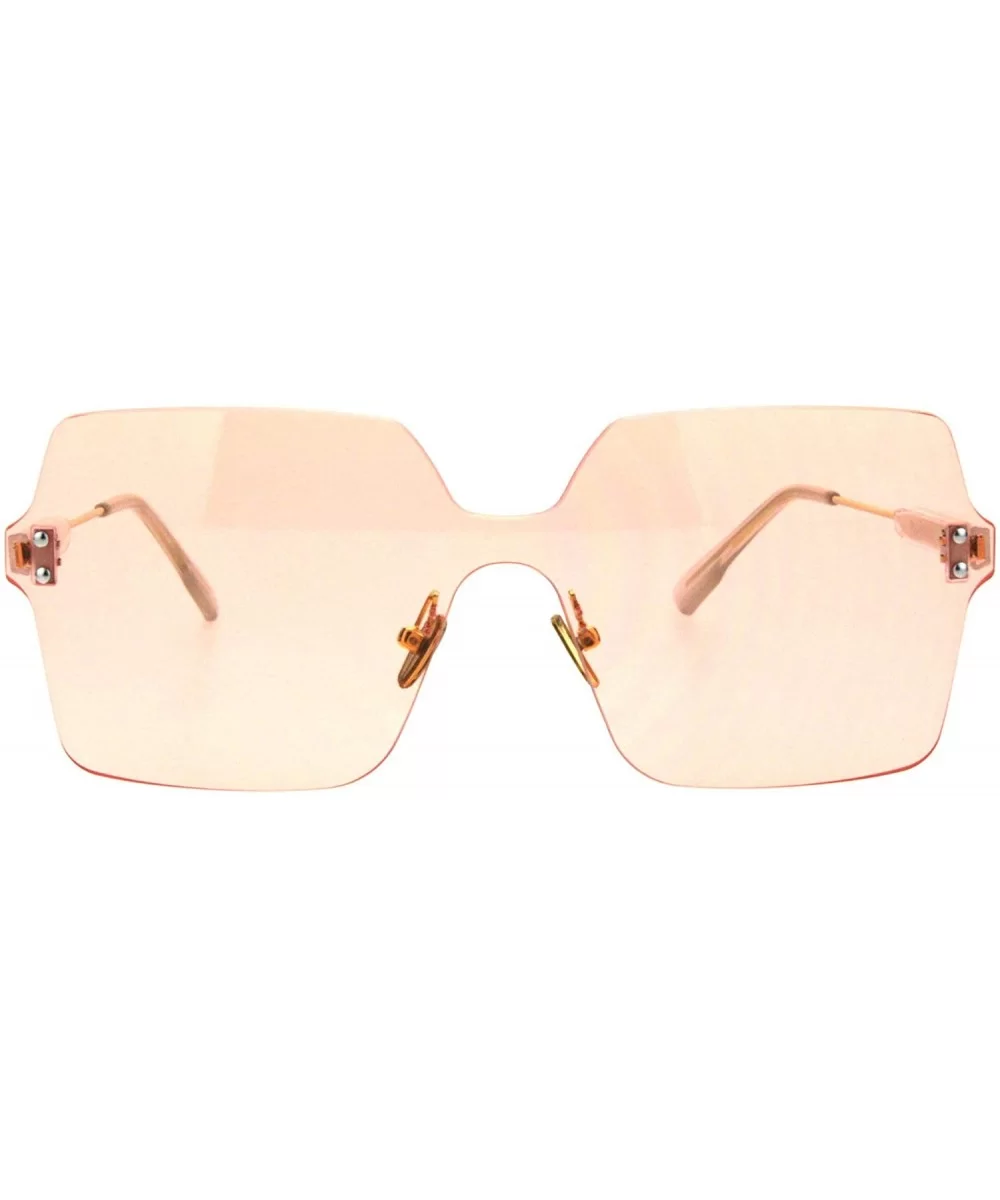 Womens Futuristic Rectangular Shield Rimless Sunglasses - Light Pink - C718QI4RA2D $9.53 Oversized