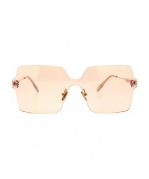 Womens Futuristic Rectangular Shield Rimless Sunglasses - Light Pink - C718QI4RA2D $9.53 Oversized