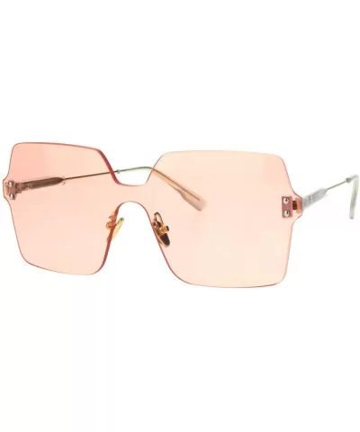 Womens Futuristic Rectangular Shield Rimless Sunglasses - Light Pink - C718QI4RA2D $9.53 Oversized