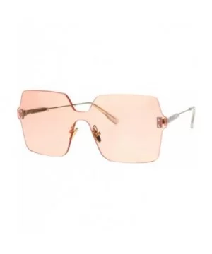 Womens Futuristic Rectangular Shield Rimless Sunglasses - Light Pink - C718QI4RA2D $9.53 Oversized