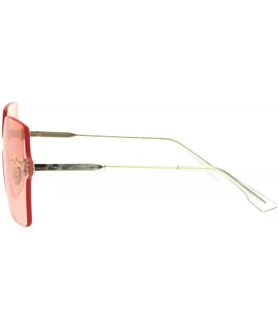 Womens Futuristic Rectangular Shield Rimless Sunglasses - Light Pink - C718QI4RA2D $9.53 Oversized