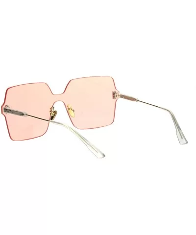 Womens Futuristic Rectangular Shield Rimless Sunglasses - Light Pink - C718QI4RA2D $9.53 Oversized