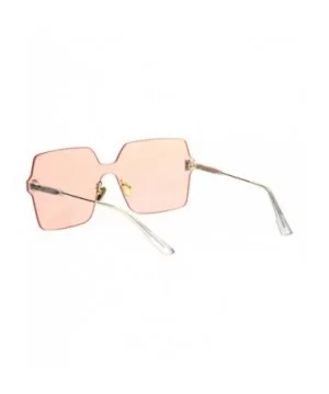 Womens Futuristic Rectangular Shield Rimless Sunglasses - Light Pink - C718QI4RA2D $9.53 Oversized