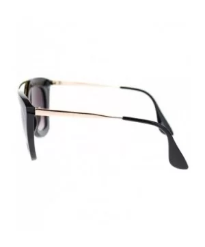 Womens Squared Double Metal Bridge Thick Plastic Cat Eye Sunglasses Black - Black - CQ11NYFZCOJ $7.26 Cat Eye