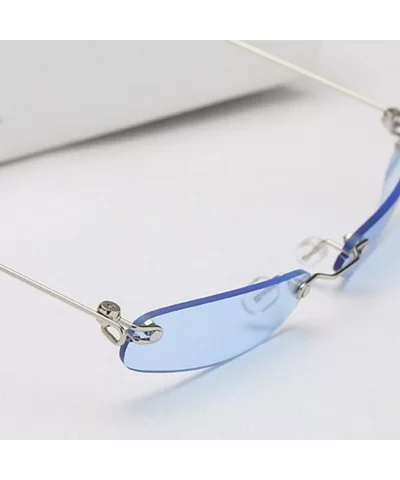 Ladies Clear Lens Small Narrow Sunglasses Vintage Rimless Rectangle Sunglasses Red Shades Metal Frame Eyewear - C818T0YAQ7X $...