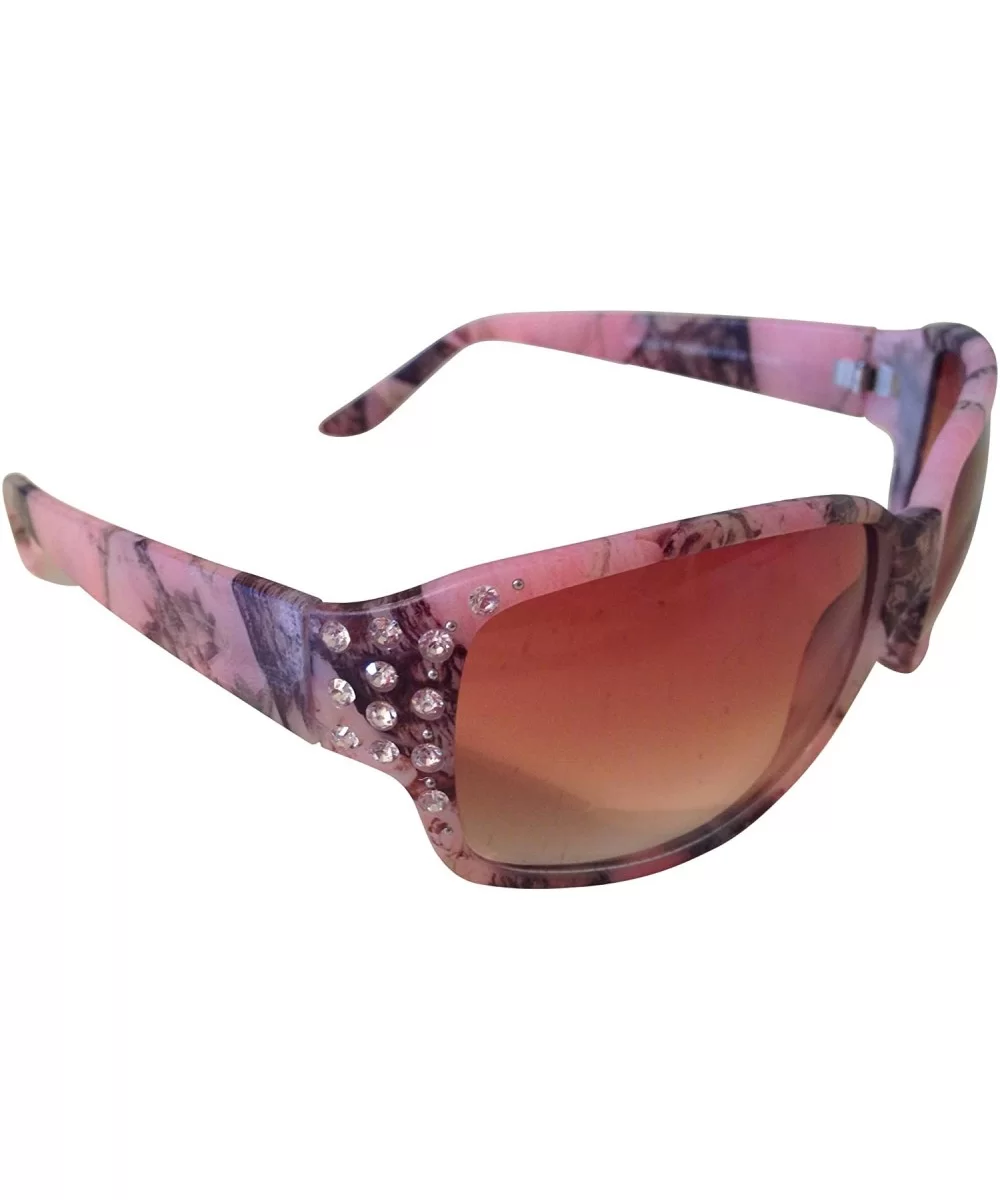 Women's Pink Camouflage Sport Hunting Fishing Sunglasses w/ Rhinestones - C911I7Q4M87 $10.01 Rectangular