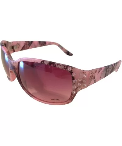 Women's Pink Camouflage Sport Hunting Fishing Sunglasses w/ Rhinestones - C911I7Q4M87 $10.01 Rectangular