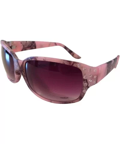 Women's Pink Camouflage Sport Hunting Fishing Sunglasses w/ Rhinestones - C911I7Q4M87 $10.01 Rectangular