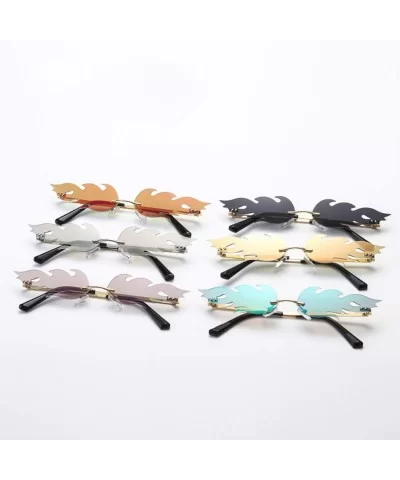 Sunglasses Women Men Rimless Wave Sun Glasses Eyewear Luxury Trending Narrow Sunglasses Streetwear - 2 - CX18Y7EH4KK $23.23 R...