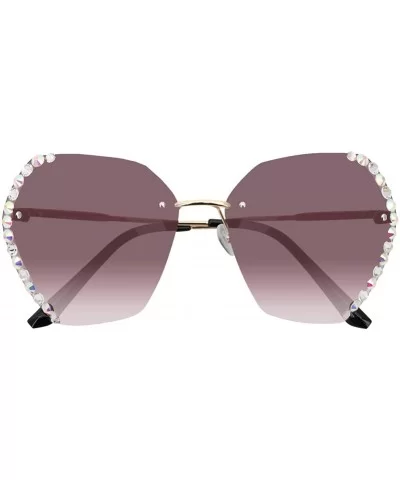 Sunglasses Rhinestones Gradient Oversized - C8190GKX4WZ $7.78 Oversized