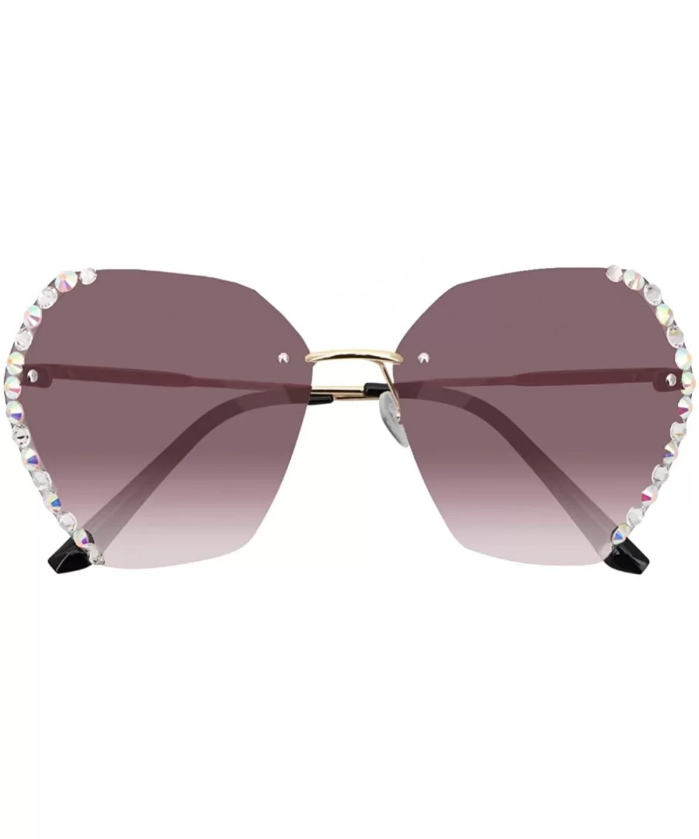 Sunglasses Rhinestones Gradient Oversized - C8190GKX4WZ $7.78 Oversized