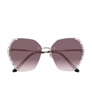 Sunglasses Rhinestones Gradient Oversized - C8190GKX4WZ $7.78 Oversized