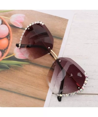 Sunglasses Rhinestones Gradient Oversized - C8190GKX4WZ $7.78 Oversized