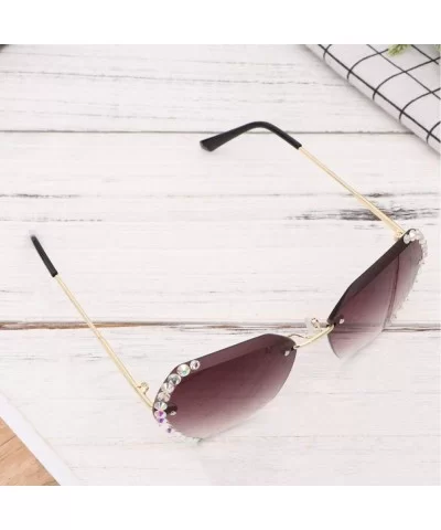 Sunglasses Rhinestones Gradient Oversized - C8190GKX4WZ $7.78 Oversized