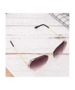 Sunglasses Rhinestones Gradient Oversized - C8190GKX4WZ $7.78 Oversized