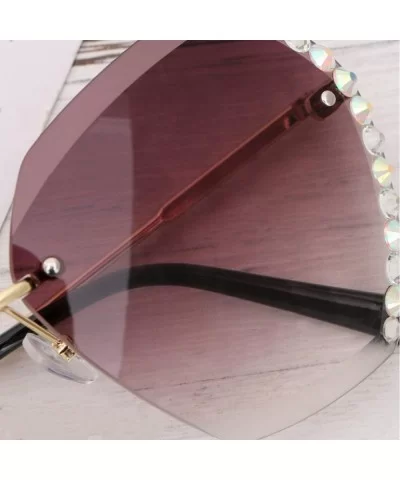 Sunglasses Rhinestones Gradient Oversized - C8190GKX4WZ $7.78 Oversized