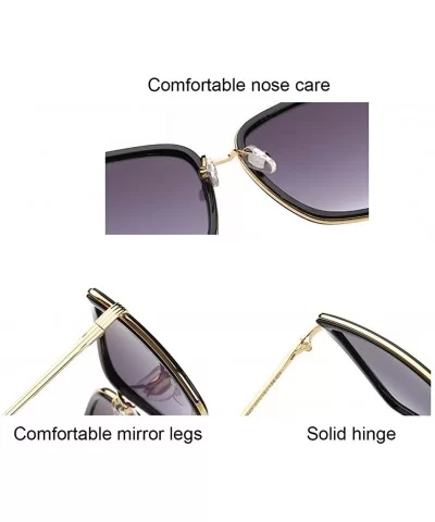 Men Women Oversized Cat Eye Sunglasses Retro Metal Frame Sun Glasses with Case and Cloth - Leopard Print - CO183KYYH7G $26.14...