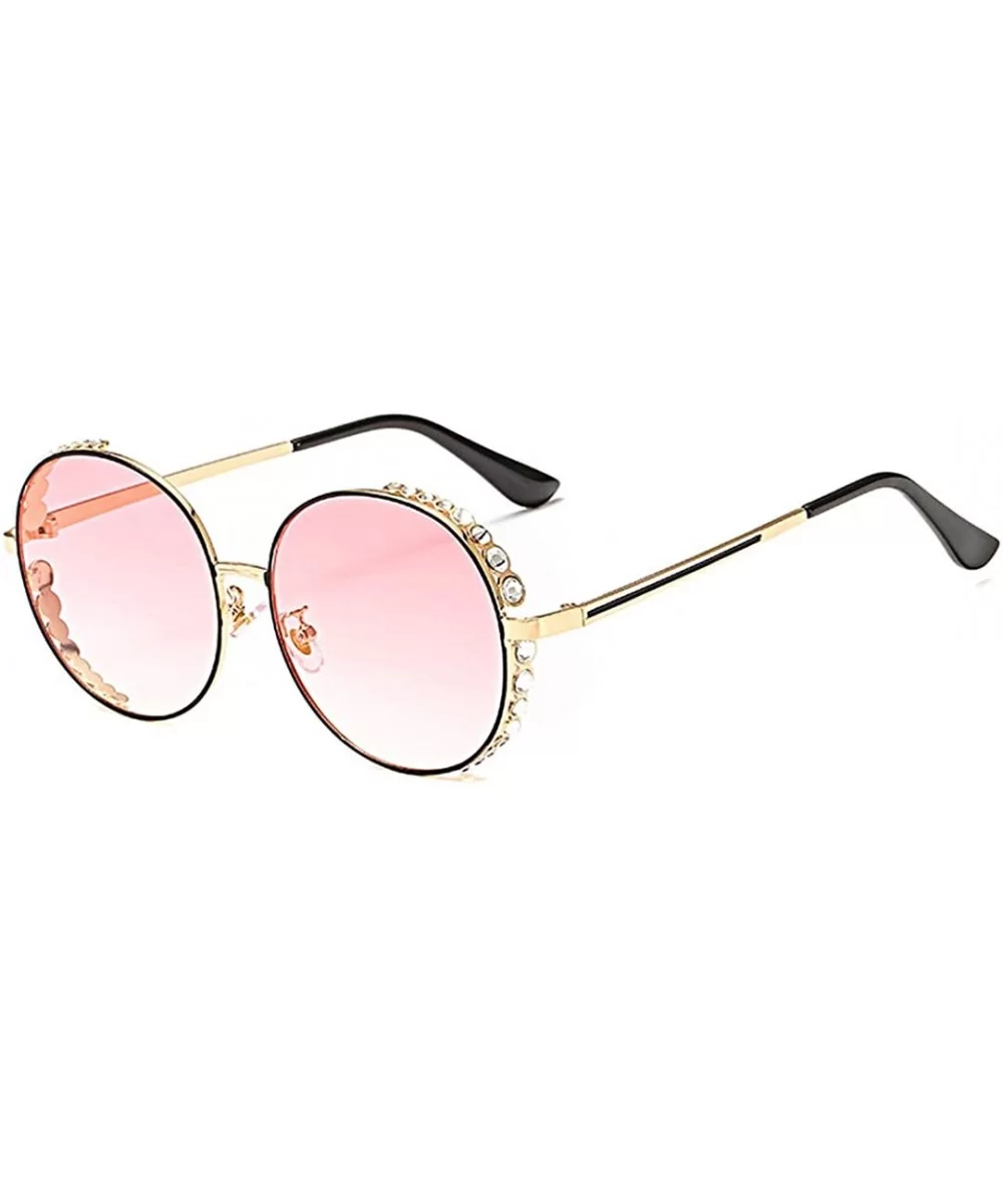 Women Fashion Round Pearl Frame Sunglasses UV Protection Sunglasses - Pink Lens - CV18UOAGCKC $13.13 Round