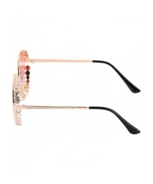 Women Fashion Round Pearl Frame Sunglasses UV Protection Sunglasses - Pink Lens - CV18UOAGCKC $13.13 Round