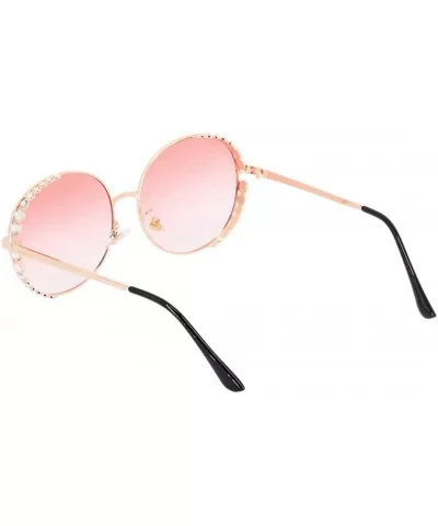 Women Fashion Round Pearl Frame Sunglasses UV Protection Sunglasses - Pink Lens - CV18UOAGCKC $13.13 Round