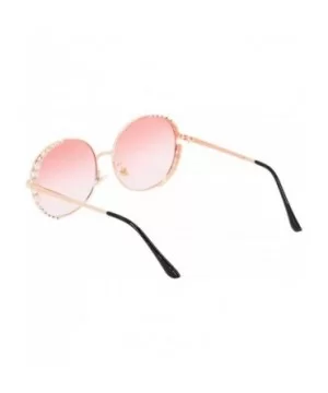 Women Fashion Round Pearl Frame Sunglasses UV Protection Sunglasses - Pink Lens - CV18UOAGCKC $13.13 Round