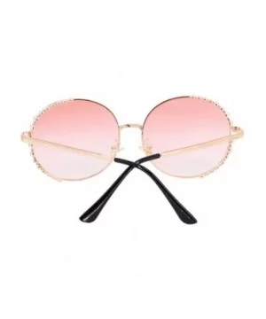 Women Fashion Round Pearl Frame Sunglasses UV Protection Sunglasses - Pink Lens - CV18UOAGCKC $13.13 Round