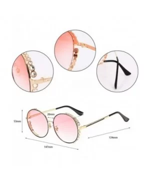 Women Fashion Round Pearl Frame Sunglasses UV Protection Sunglasses - Pink Lens - CV18UOAGCKC $13.13 Round