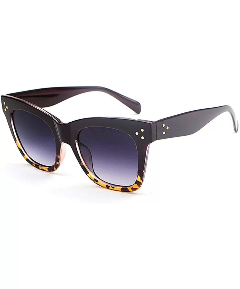 Vintage style Sunglasses for Men or Women PC Resin UV 400 Protection Sunglasses - Leopard Gray - C018SASQWIX $12.36 Round