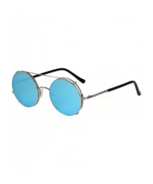 Flip up Retro Circle Women Sunglasses Vintage Steampunk Glasses LS8168 - Blue - CQ12O7KO9N4 $14.13 Oversized