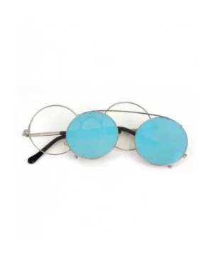 Flip up Retro Circle Women Sunglasses Vintage Steampunk Glasses LS8168 - Blue - CQ12O7KO9N4 $14.13 Oversized