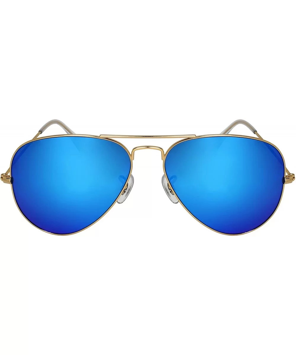 Metal Aviators Sunglasses for Small Face W/Premium Mineral Glass Lens - C318GUWZ9ST $23.81 Aviator