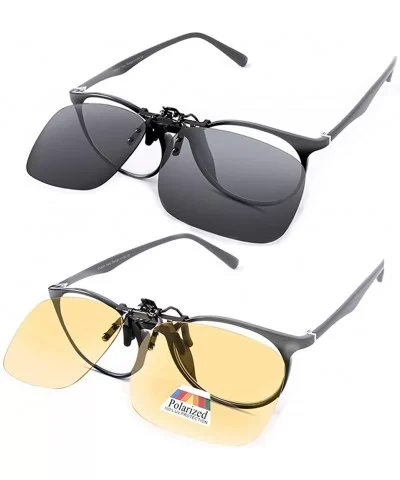 Polarized Clip on Sunglasses over Prescription Glasses Night Vision Driving - C118ME7K8HU $11.26 Square