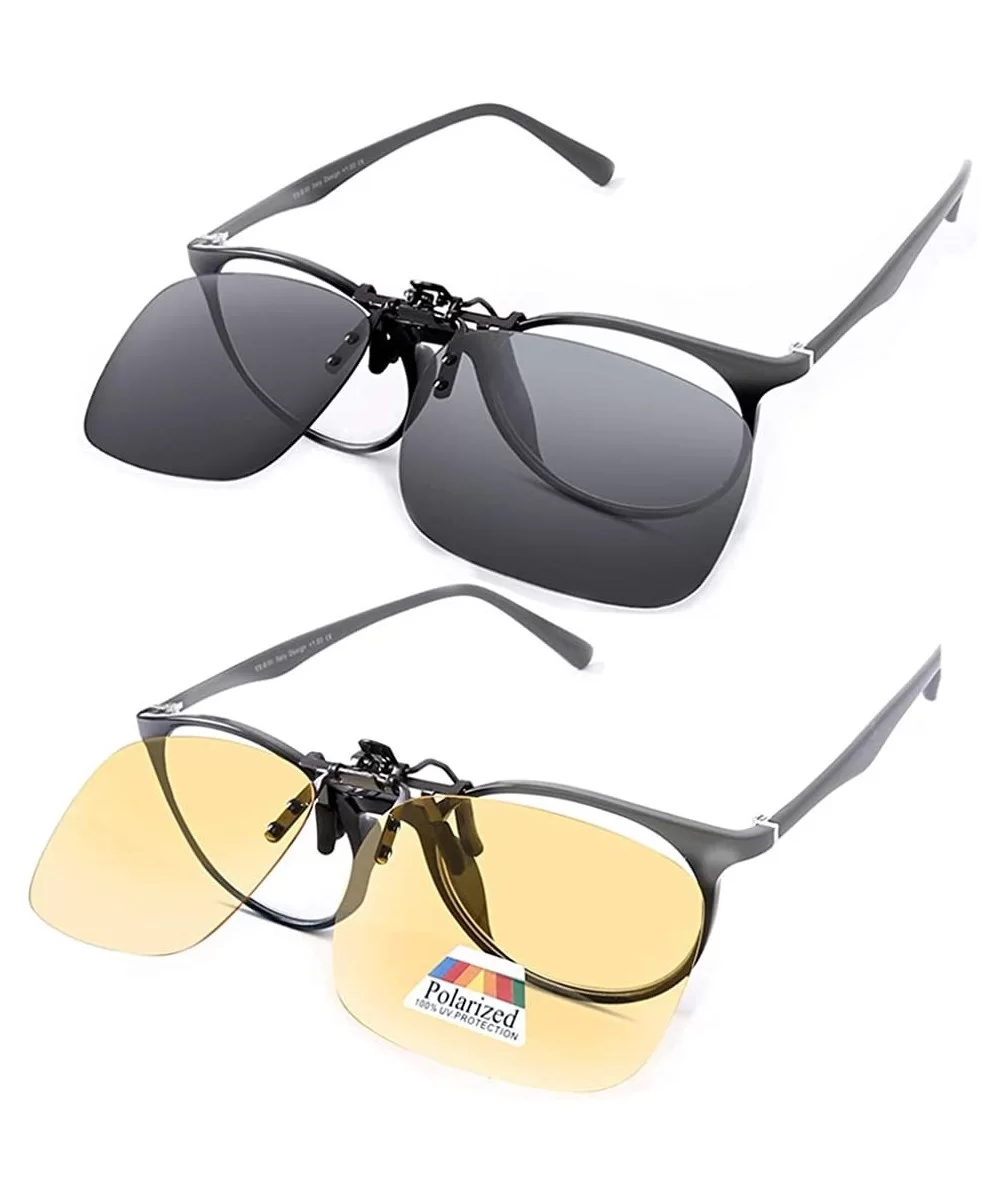 Polarized Clip on Sunglasses over Prescription Glasses Night Vision Driving - C118ME7K8HU $11.26 Square