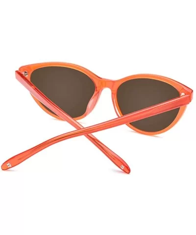 Acetate Polarized Sunglasses Mirror Cat Eye Sun Glasses for Women 9111 - Orange - C018NS77AN4 $28.20 Cat Eye