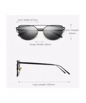 Cat Eye Mirrored UV400 Sunglasses with Twin-Beams Classic Metal Frame Flat Lens for Women - CR180400OA7 $7.59 Cat Eye