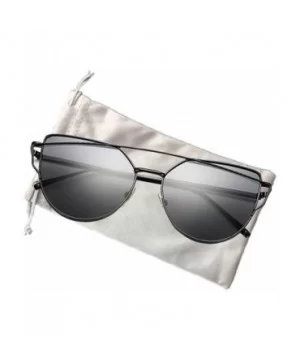 Cat Eye Mirrored UV400 Sunglasses with Twin-Beams Classic Metal Frame Flat Lens for Women - CR180400OA7 $7.59 Cat Eye